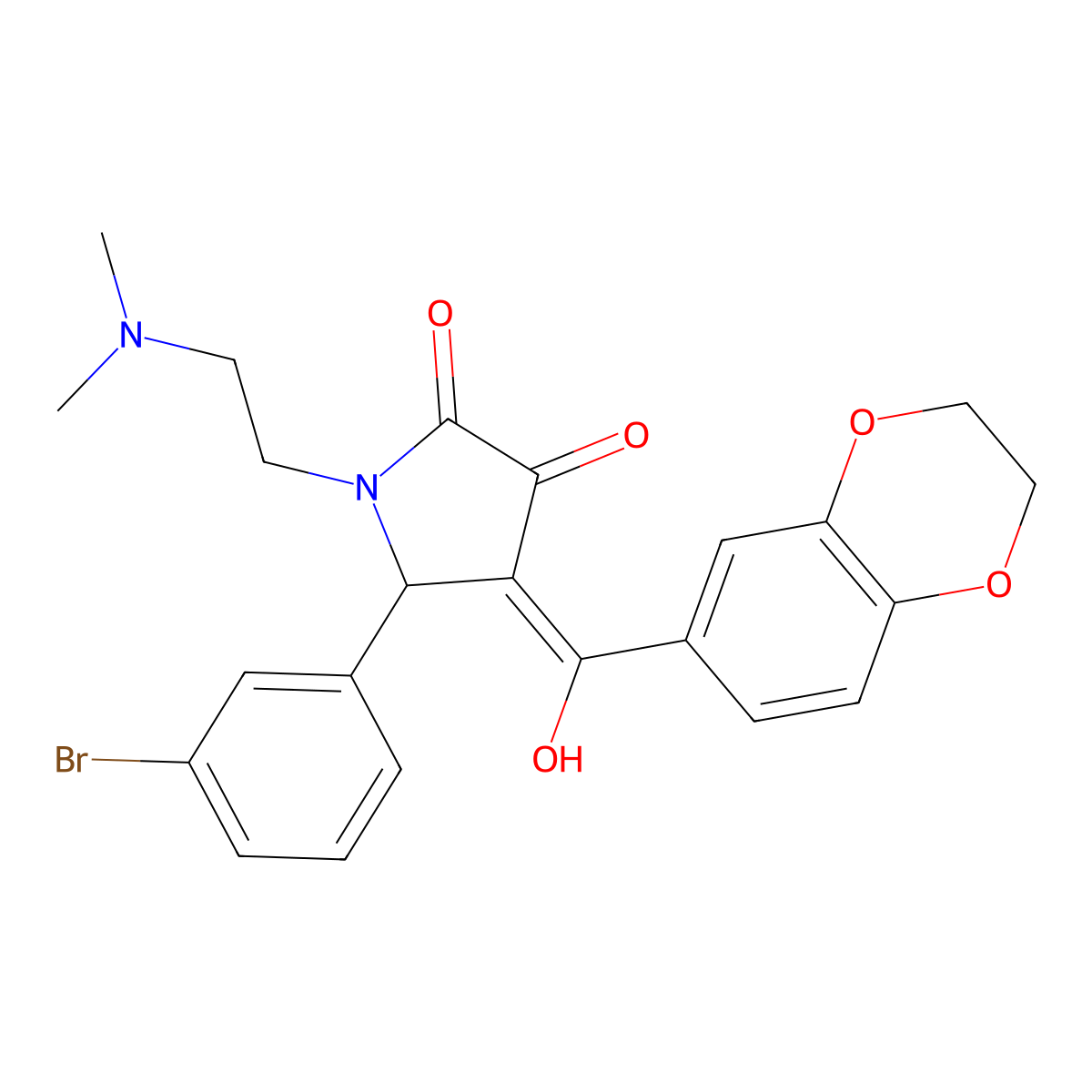 5-(3-bromophenyl)-4-(2,3-dihydro-1,4-benzodioxine-6-carbonyl)-1-[2-(dimethylamino)ethyl]-3-hydroxy-2,5-dihydro-1H-pyrrol-2-one molecular structure, CAS 618425-09-5