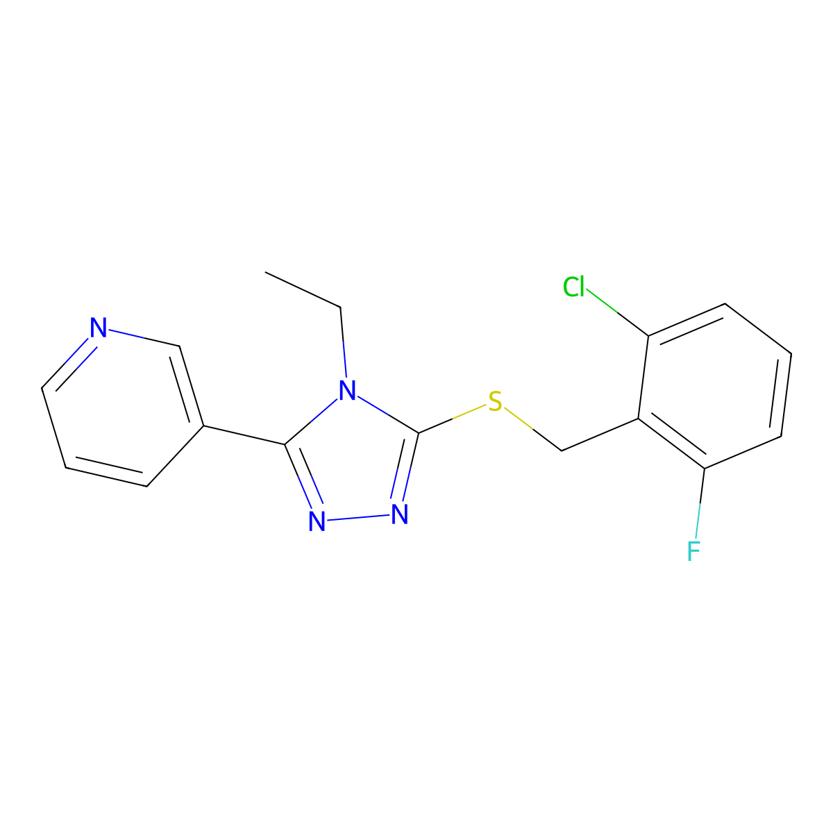 3-(5-((2-Chloro-6-fluorobenzyl)thio)-4-ethyl-4H-1,2,4-triazol-3-YL)pyridine molecular structure, CAS 618426-54-3