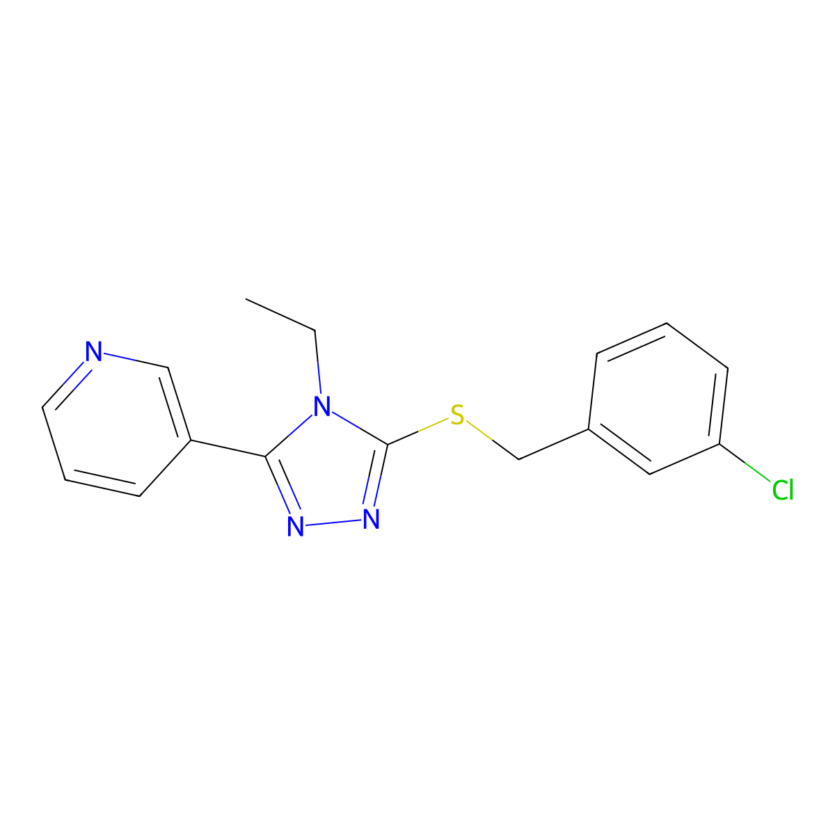 3-(5-((3-Chlorobenzyl)thio)-4-ethyl-4H-1,2,4-triazol-3-YL)pyridine molecular structure, CAS 618426-63-4