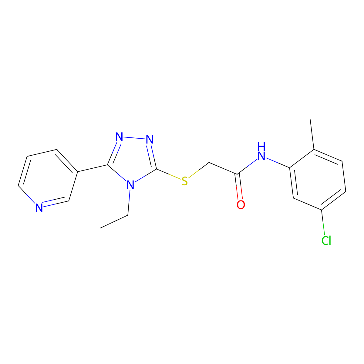 N-(5-Chloro-2-methylphenyl)-2-{[4-ethyl-5-(3-pyridinyl)-4H-1,2,4-triazol-3-YL]sulfanyl}acetamide molecular structure, CAS 618426-69-0
