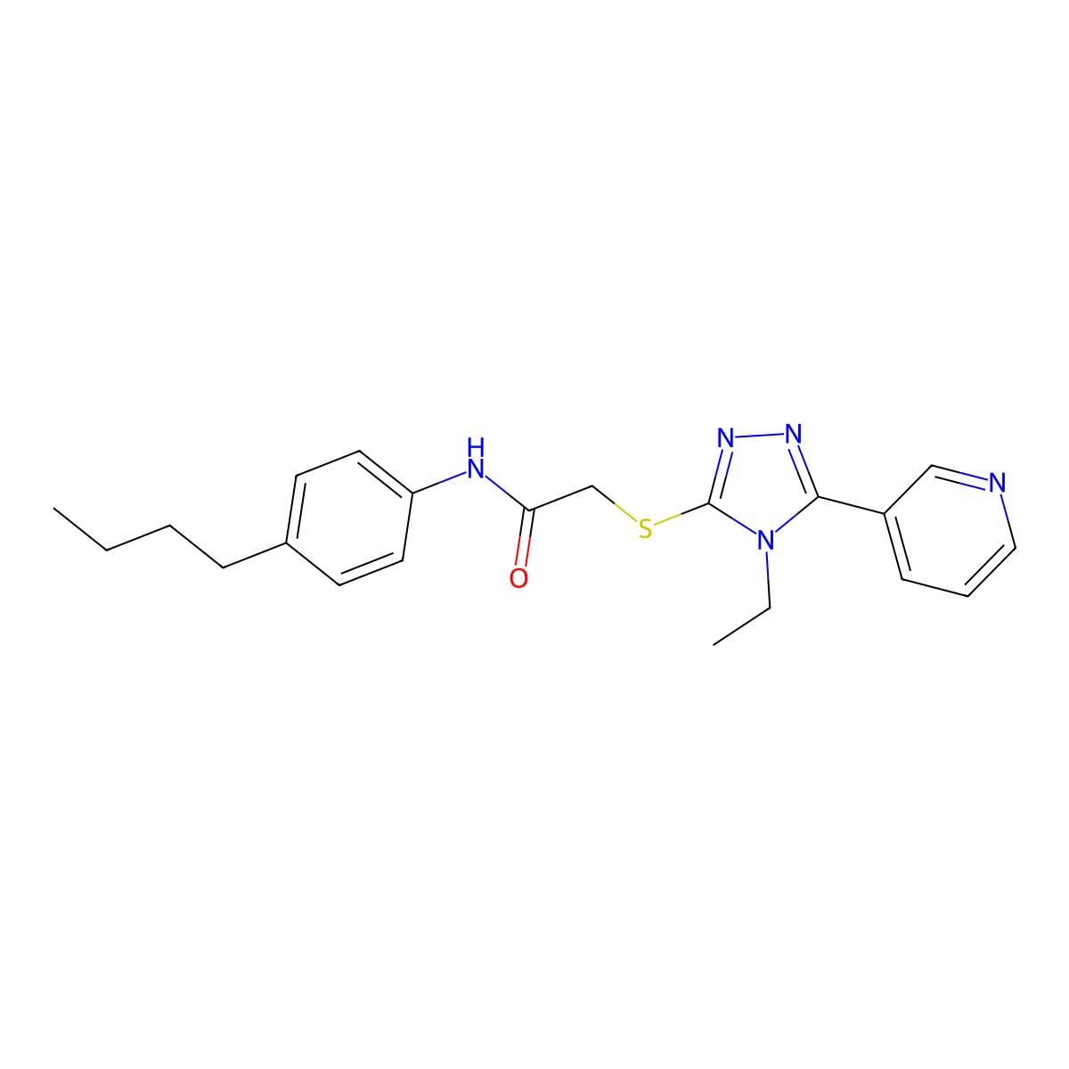 N-(4-Butylphenyl)-2-((4-ET-5-(3-pyridinyl)-4H-1,2,4-triazol-3-YL)thio)acetamide molecular structure, CAS 618426-72-5