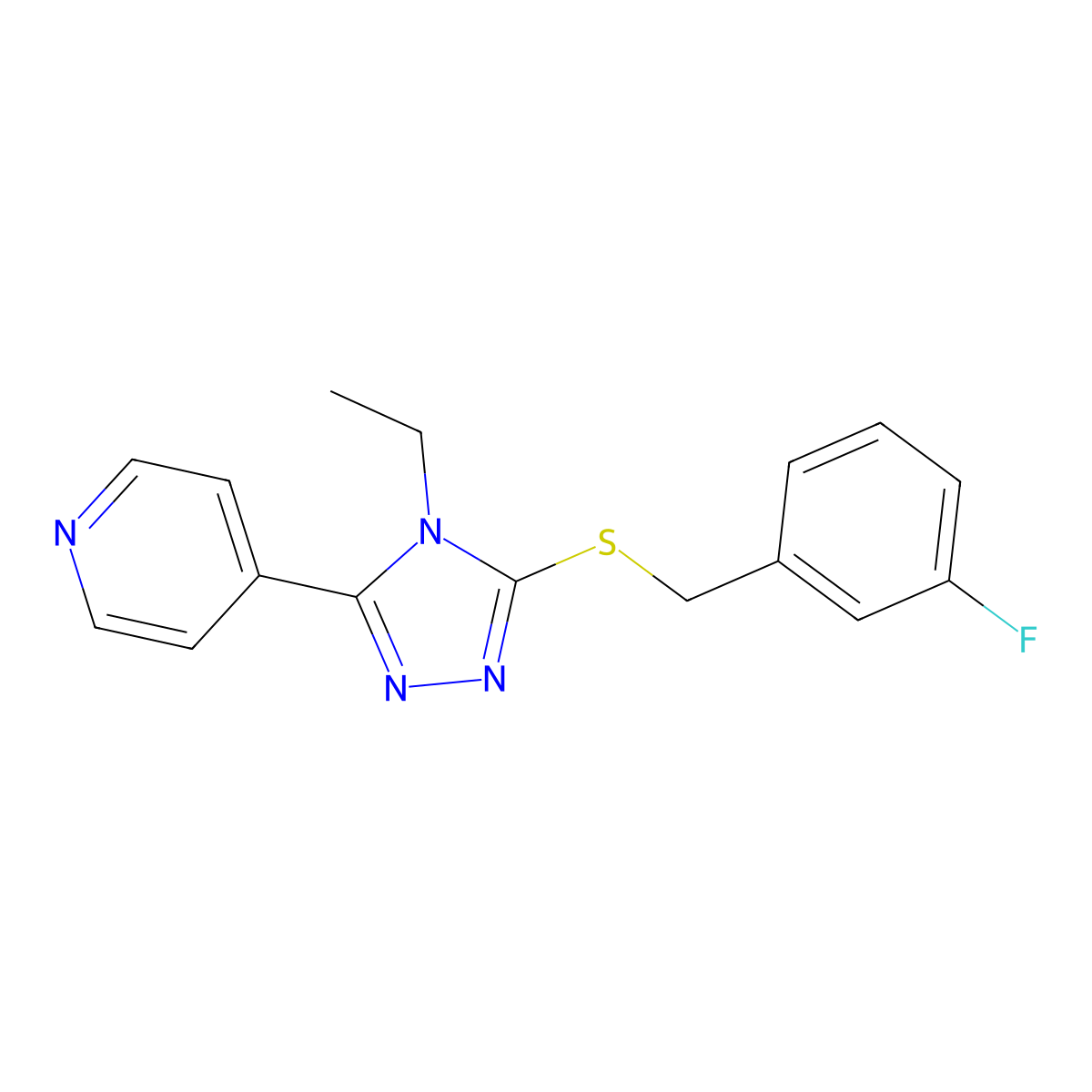 4-(4-Ethyl-5-((3-fluorobenzyl)thio)-4H-1,2,4-triazol-3-YL)pyridine molecular structure, CAS 618426-81-6