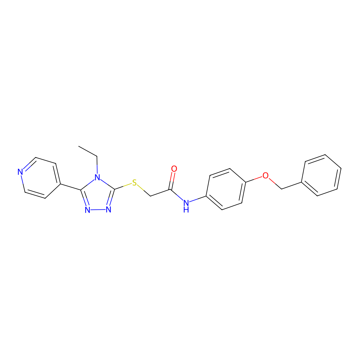 N-[4-(Benzyloxy)phenyl]-2-{[4-ethyl-5-(4-pyridinyl)-4H-1,2,4-triazol-3-YL]sulfanyl}acetamide molecular structure, CAS 618426-92-9