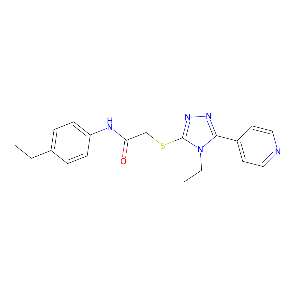N-(4-Ethylphenyl)-2-((4-ET-5-(4-pyridinyl)-4H-1,2,4-triazol-3-YL)thio)acetamide molecular structure, CAS 618427-06-8