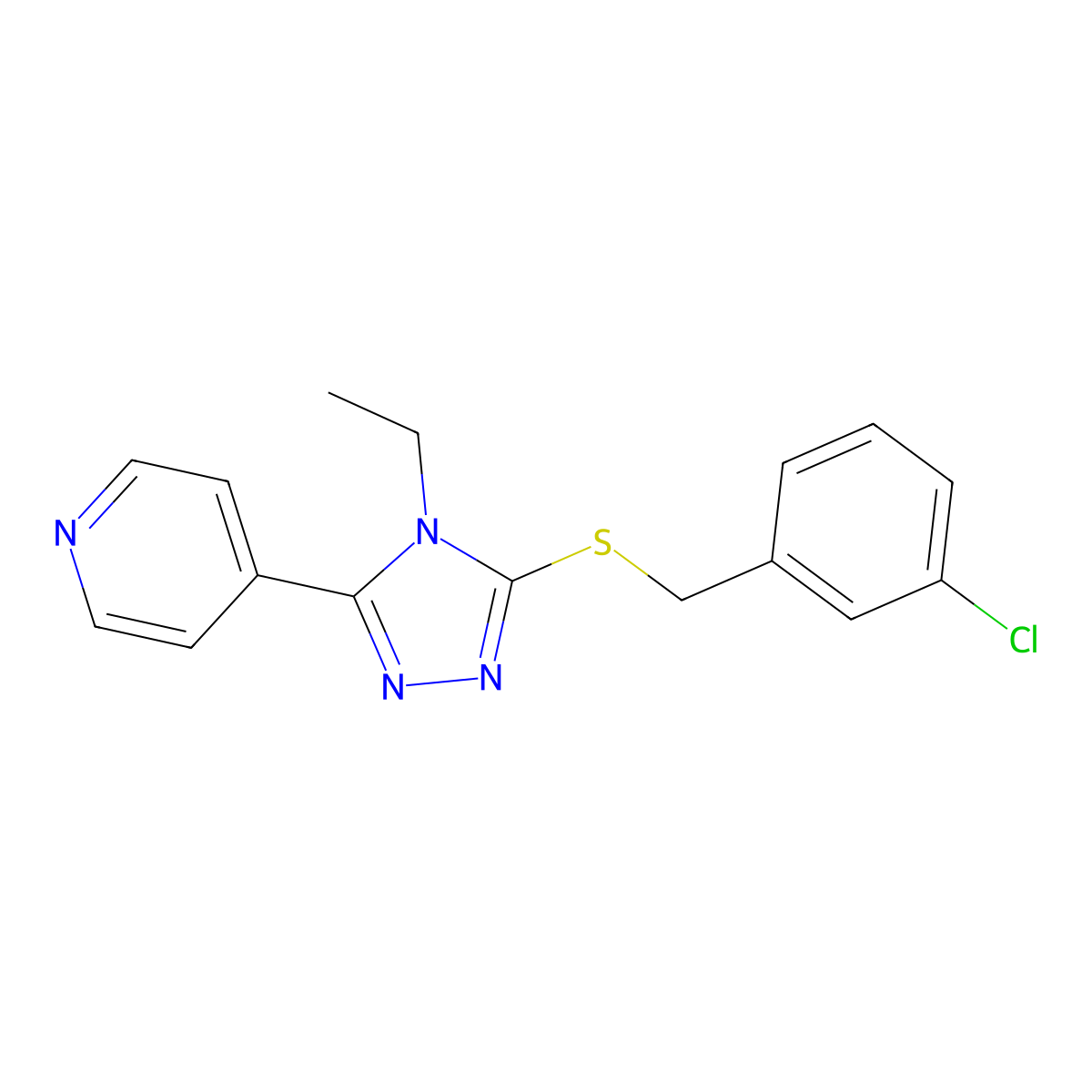 4-(5-((3-Chlorobenzyl)thio)-4-ethyl-4H-1,2,4-triazol-3-YL)pyridine molecular structure, CAS 618427-08-0