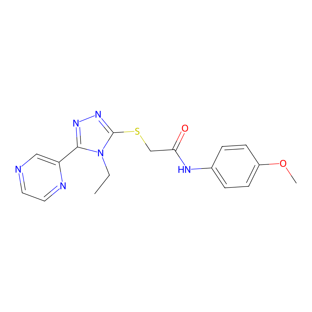 2-{[4-Ethyl-5-(2-pyrazinyl)-4H-1,2,4-triazol-3-YL]sulfanyl}-N-(4-methoxyphenyl)acetamide molecular structure, CAS 618427-20-6