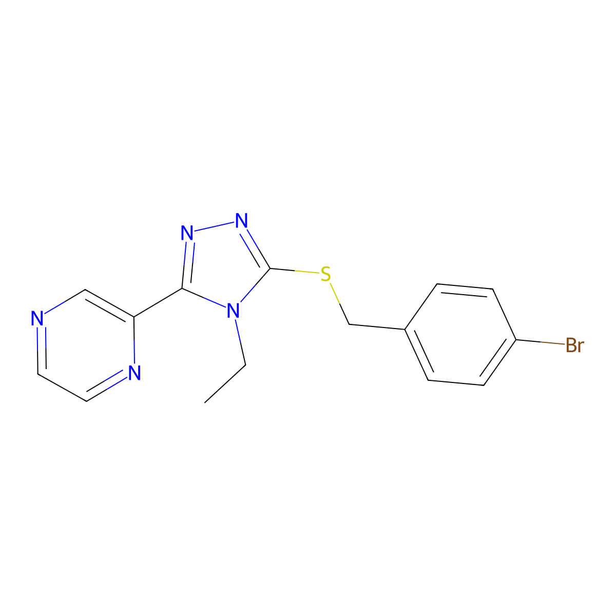 4-Bromobenzyl 4-ethyl-5-(2-pyrazinyl)-4H-1,2,4-triazol-3-YL sulfide molecular structure, CAS 618427-44-4