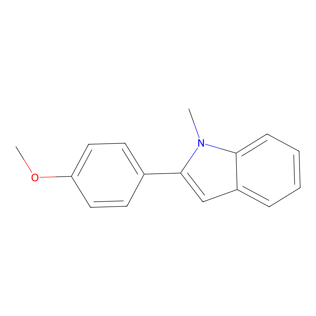 2-(4-methoxyphenyl)-1-methyl-1H-indole molecular structure, CAS 61843-43-4
