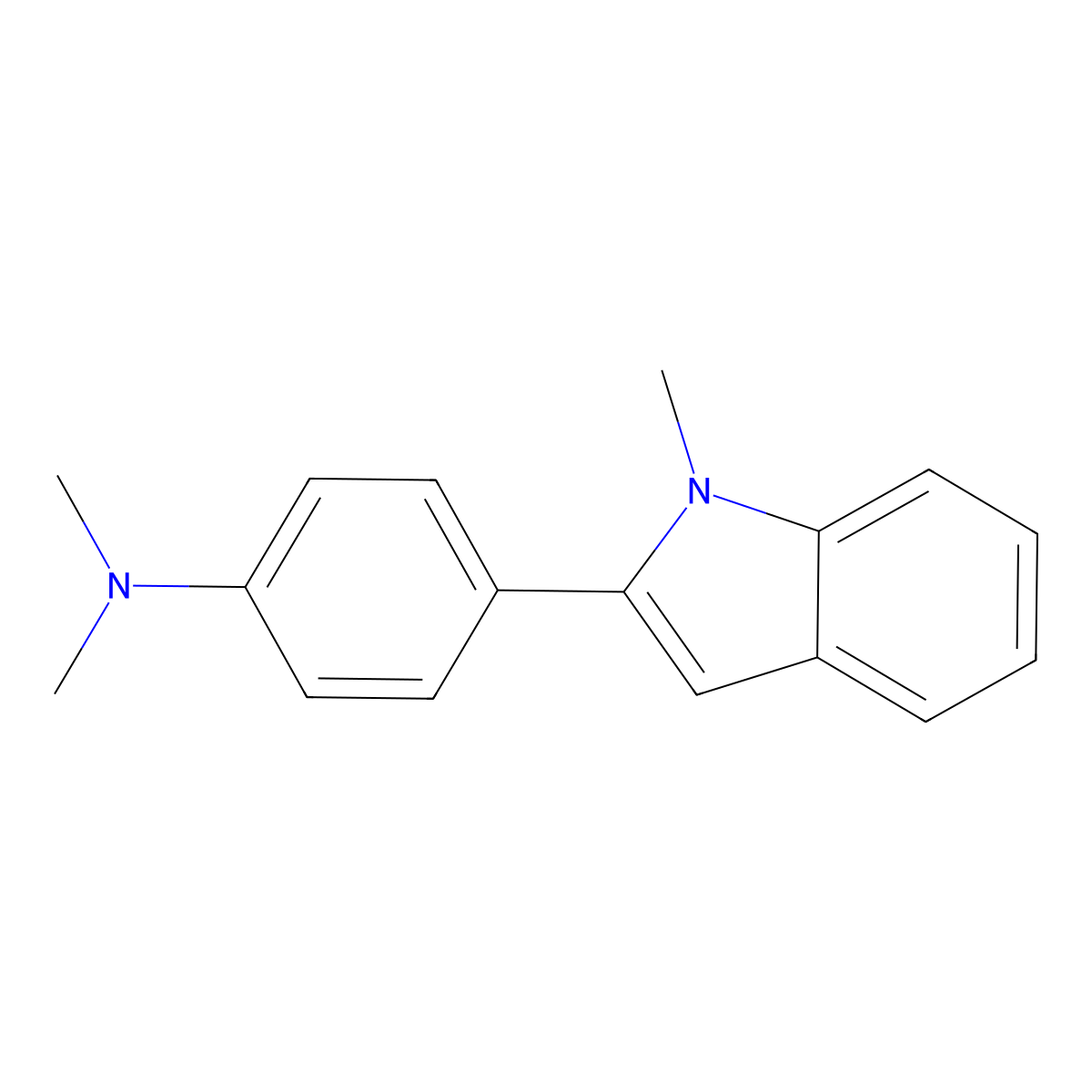 N,N-Dimethyl-4-(1-methyl-1H-indol-2-yl)aniline molecular structure, CAS 61843-44-5