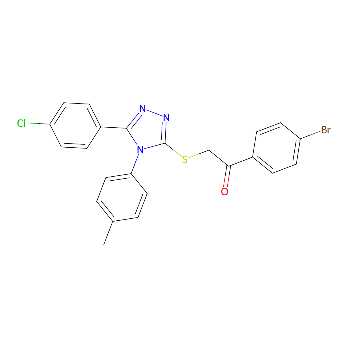 1-(4-Bromophenyl)-2-{[5-(4-chlorophenyl)-4-(4-methylphenyl)-4H-1,2,4-triazol-3-YL]sulfanyl}ethanone molecular structure, CAS 618432-01-2