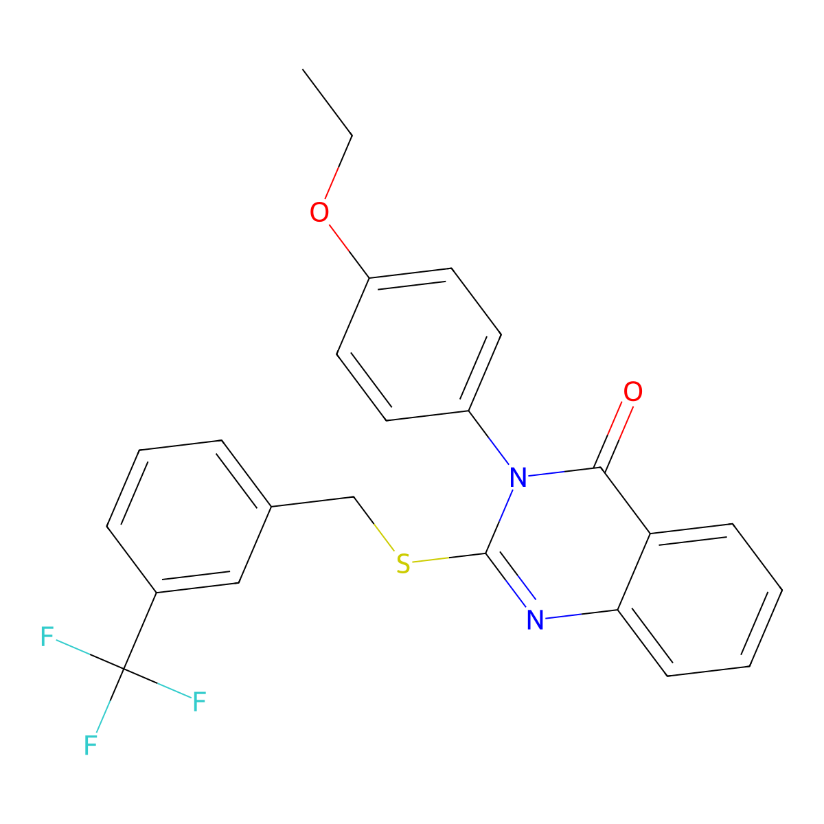 3-(4-Ethoxyphenyl)-2-((3-(trifluoromethyl)benzyl)thio)-4(3H)-quinazolinone molecular structure, CAS 618432-28-3