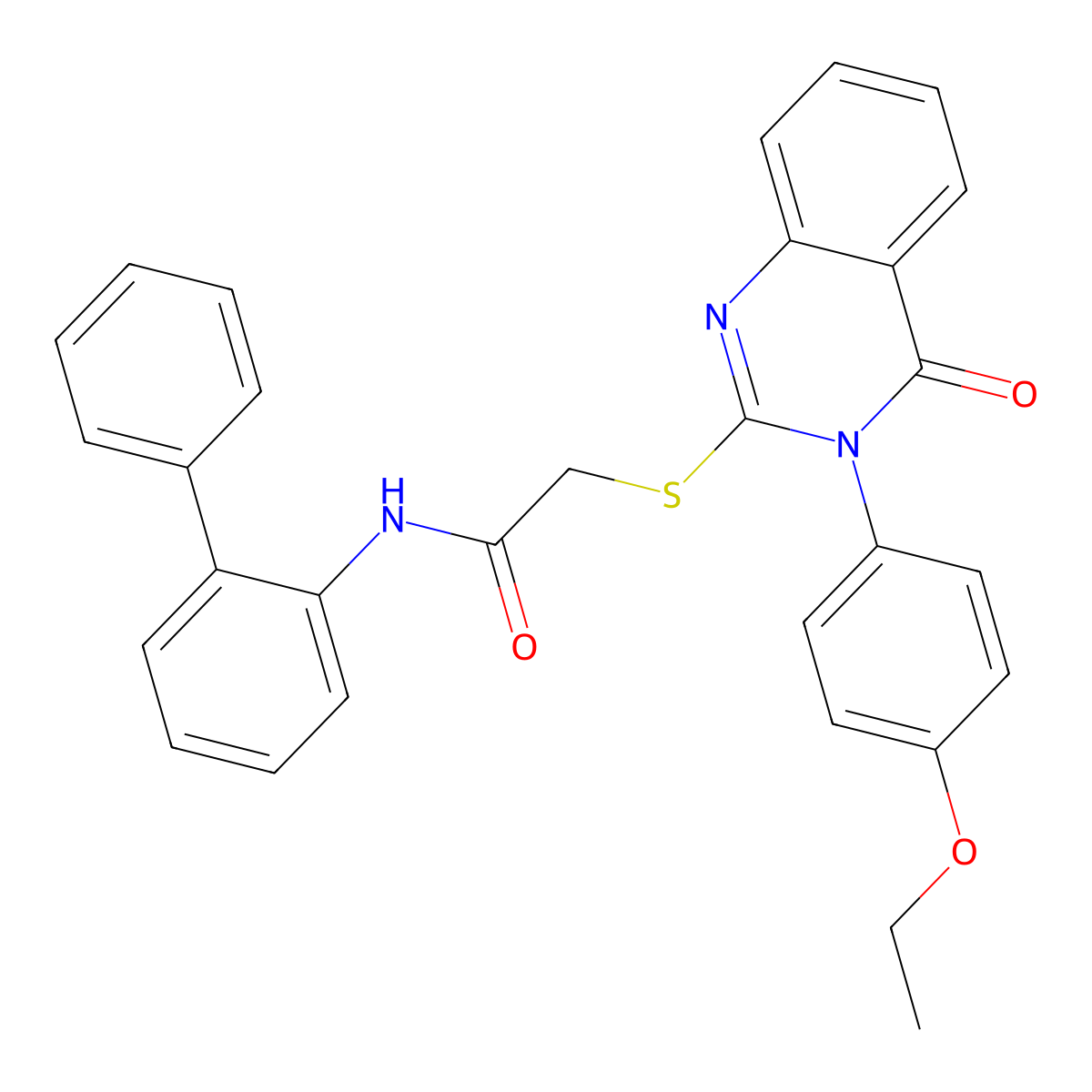 N-[1,1'-Biphenyl]-2-YL-2-{[3-(4-ethoxyphenyl)-4-oxo-3,4-dihydro-2-quinazolinyl]sulfanyl}acetamide molecular structure, CAS 618432-29-4