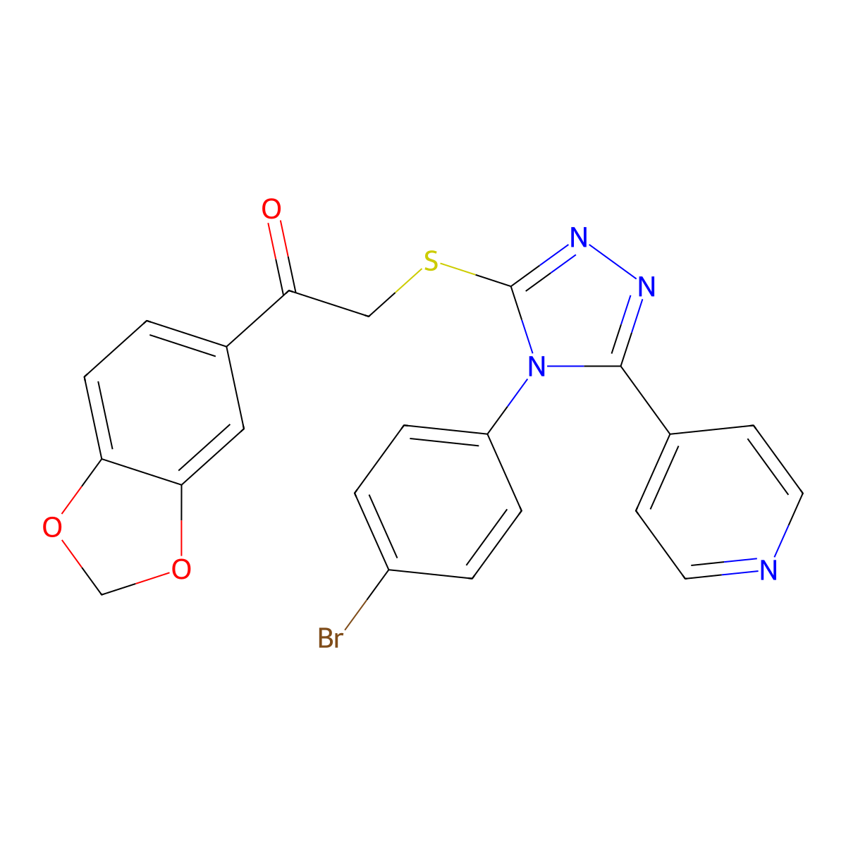 1-(1,3-Benzodioxol-5-YL)-2-((4-(4-bromophenyl)-5-(4-pyridinyl)-4H-1,2,4-triazol-3-YL)sulfanyl)ethanone molecular structure, CAS 618432-36-3