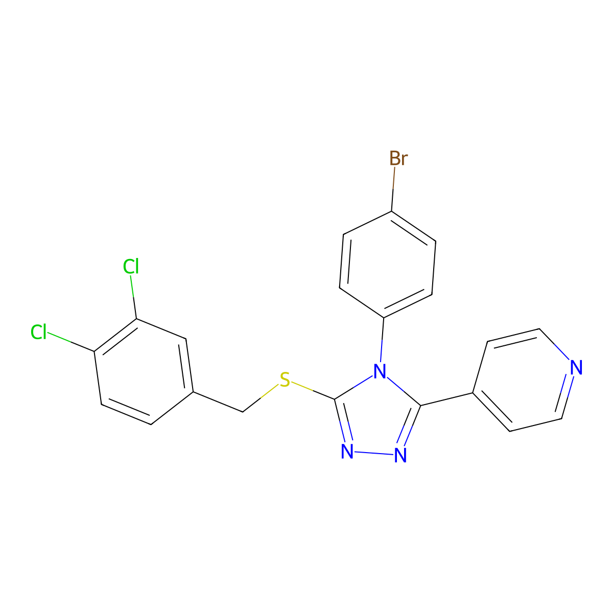 4-(4-BR-PH)-5-(4-Pyridinyl)-4H-1,2,4-triazol-3-YL 3,4-dichlorobenzyl sulfide molecular structure, CAS 618432-38-5