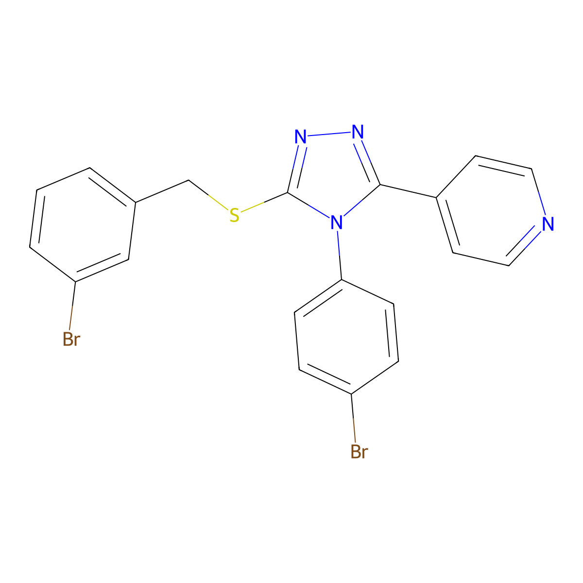 3-Bromobenzyl 4-(4-bromophenyl)-5-(4-pyridinyl)-4H-1,2,4-triazol-3-YL sulfide molecular structure, CAS 618432-42-1