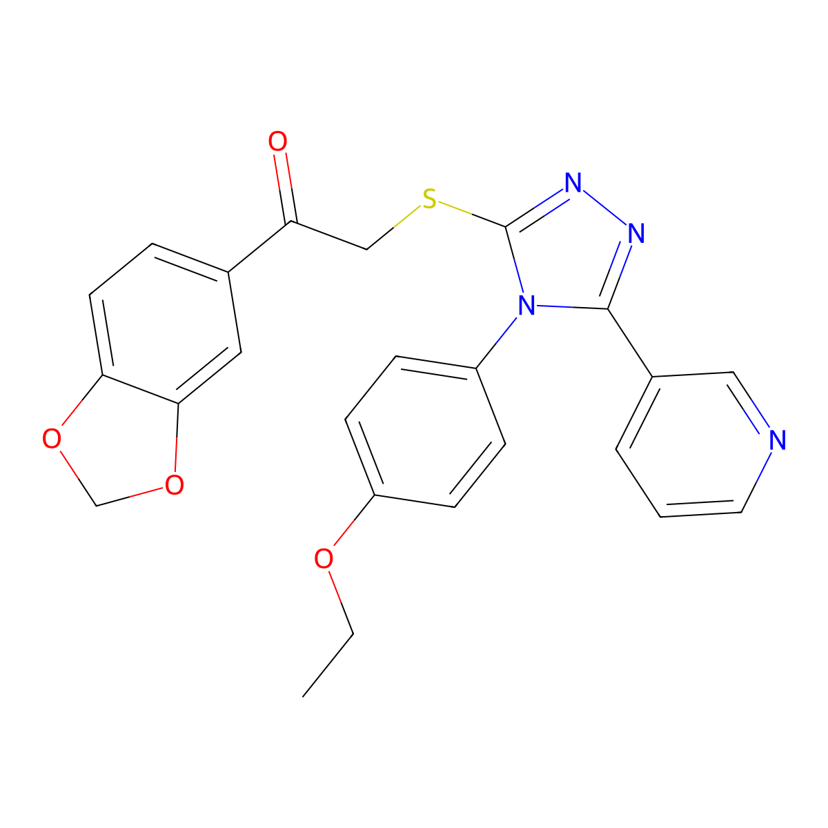 1-(1,3-Benzodioxol-5-YL)-2-{[4-(4-ethoxyphenyl)-5-(3-pyridinyl)-4H-1,2,4-triazol-3-YL]sulfanyl}ethanone molecular structure, CAS 618432-46-5