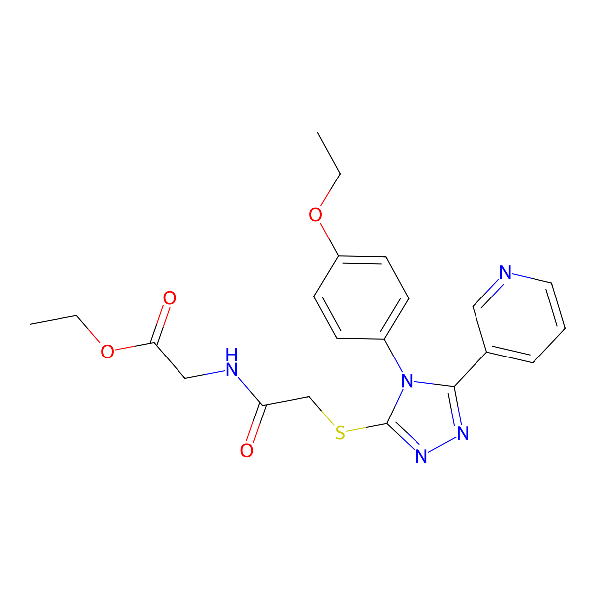 Ethyl ((((4-(4-ethoxyphenyl)-5-(3-pyridinyl)-4H-1,2,4-triazol-3-YL)sulfanyl)acetyl)amino)acetate molecular structure, CAS 618432-49-8
