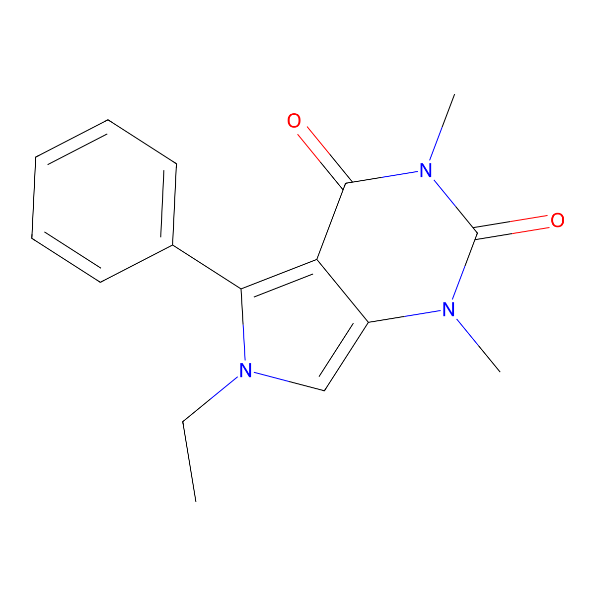 6-ethyl-1,3-dimethyl-5-phenyl-1H-pyrrolo[3,4-d]pyrimidine-2,4(3H,6H)-dione molecular structure, CAS 618436-49-0