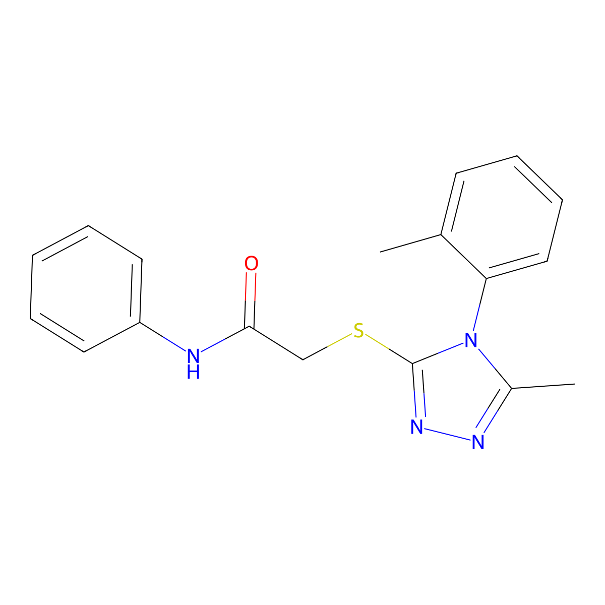 2-((5-Methyl-4-(2-methylphenyl)-4H-1,2,4-triazol-3-YL)thio)-N-phenylacetamide molecular structure, CAS 618439-51-3