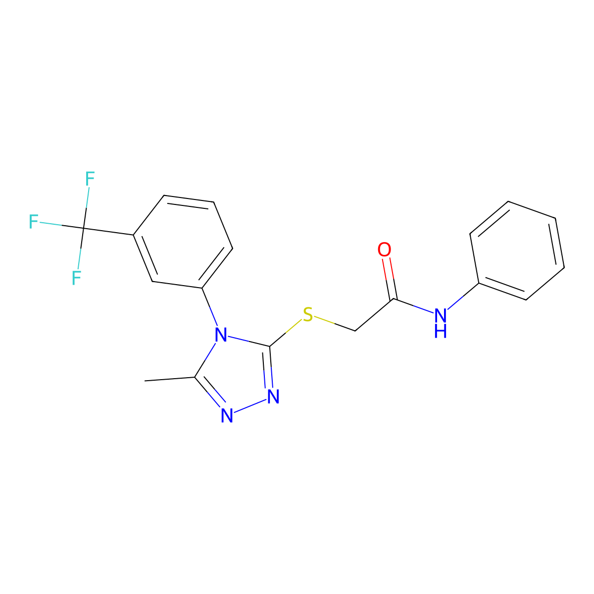 2-((5-ME-4-(3-(Trifluoromethyl)PH)-4H-1,2,4-triazol-3-YL)thio)-N-phenylacetamide molecular structure, CAS 618439-52-4