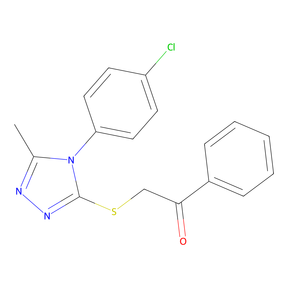 2-((4-(4-Chlorophenyl)-5-methyl-4H-1,2,4-triazol-3-YL)thio)-1-phenylethanone molecular structure, CAS 618439-53-5