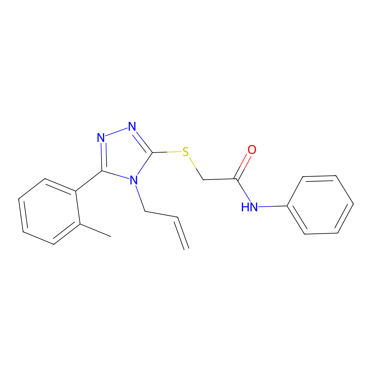 2-((4-Allyl-5-(2-methylphenyl)-4H-1,2,4-triazol-3-YL)thio)-N-phenylacetamide molecular structure, CAS 618441-16-0