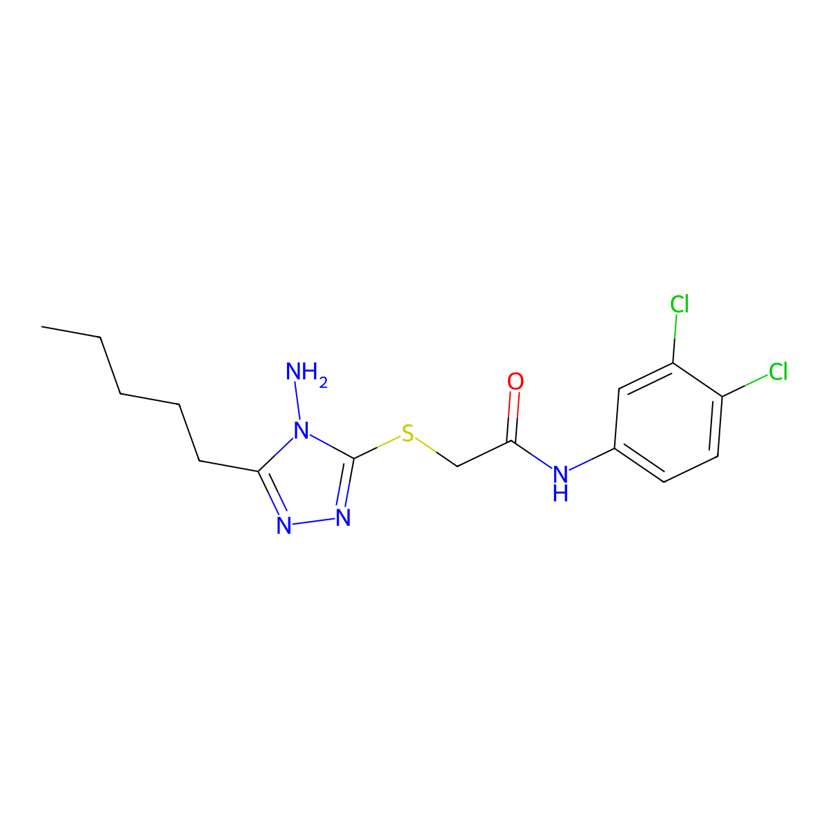 2-((4-Amino-5-pentyl-4H-1,2,4-triazol-3-YL)thio)-N-(3,4-dichlorophenyl)acetamide molecular structure, CAS 618441-56-8