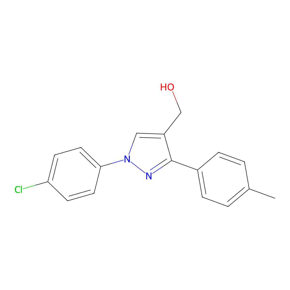 1-(4-Chlorophenyl)-3-(4-methylphenyl)-1H-pyrazole-4-methanol molecular structure, CAS 618441-59-1