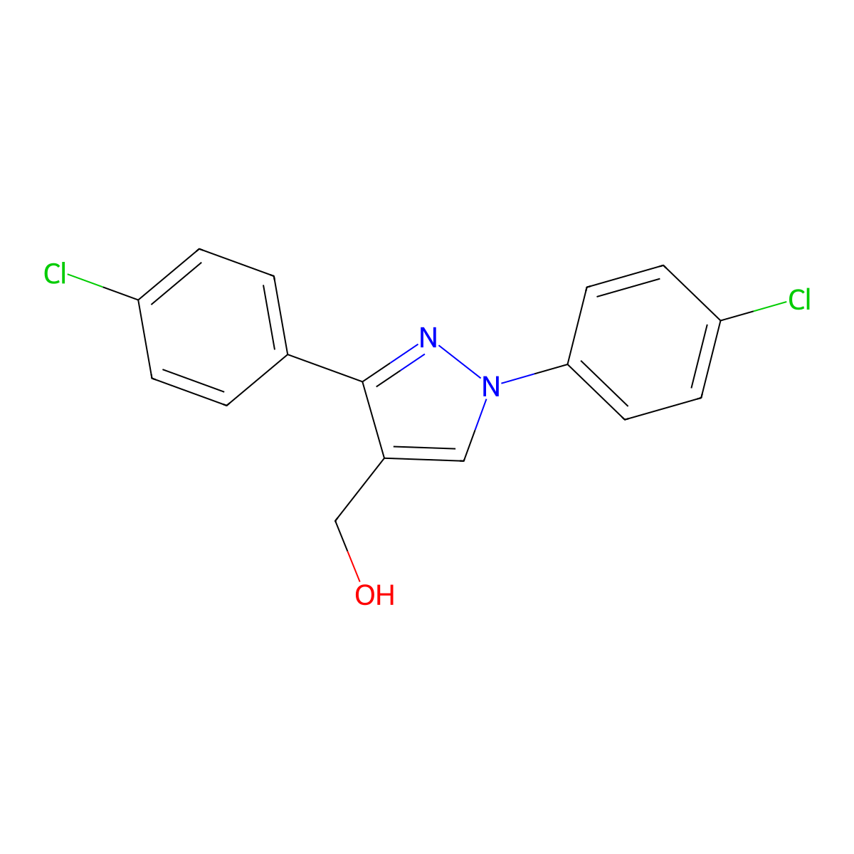 1,3-Bis(4-chlorophenyl)-1H-pyrazole-4-methanol molecular structure, CAS 618441-60-4