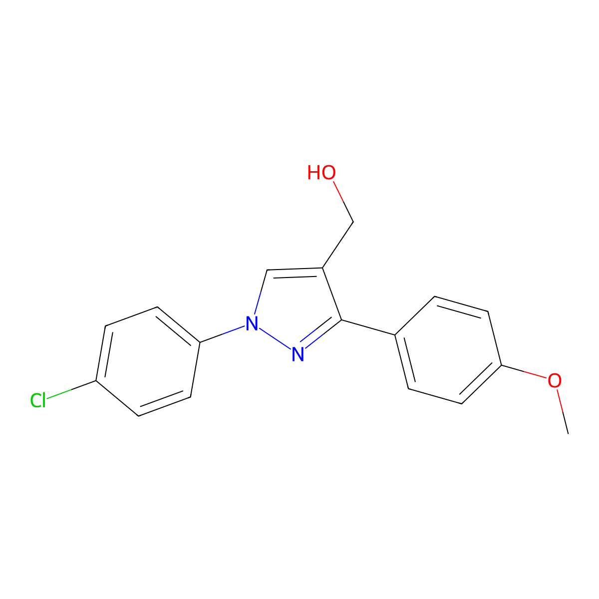 1-(4-Chlorophenyl)-3-(4-methoxyphenyl)-1H-pyrazole-4-methanol molecular structure, CAS 618441-62-6