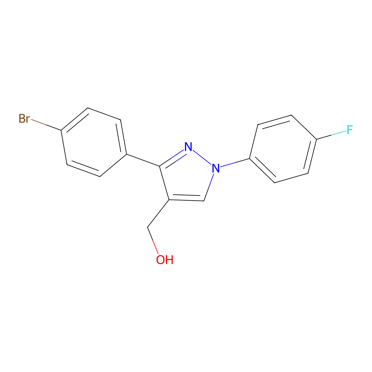 (3-(4-Bromophenyl)-1-(4-fluorophenyl)-1H-pyrazol-4-YL)methanol molecular structure, CAS 618441-65-9
