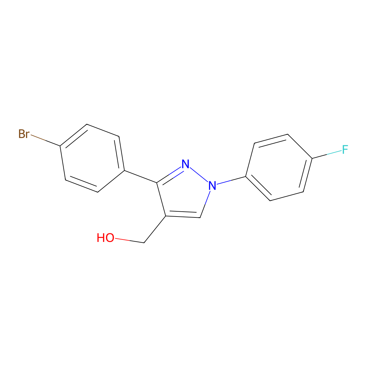 (3-(4-Bromophenyl)-1-(4-fluorophenyl)-1H-pyrazol-4-YL)methanol molecular structure, CAS 618441-65-9
