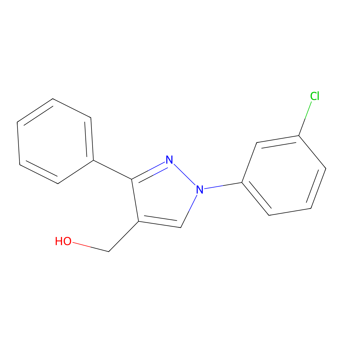 (1-(3-Chlorophenyl)-3-phenyl-1H-pyrazol-4-YL)methanol molecular structure, CAS 618441-66-0