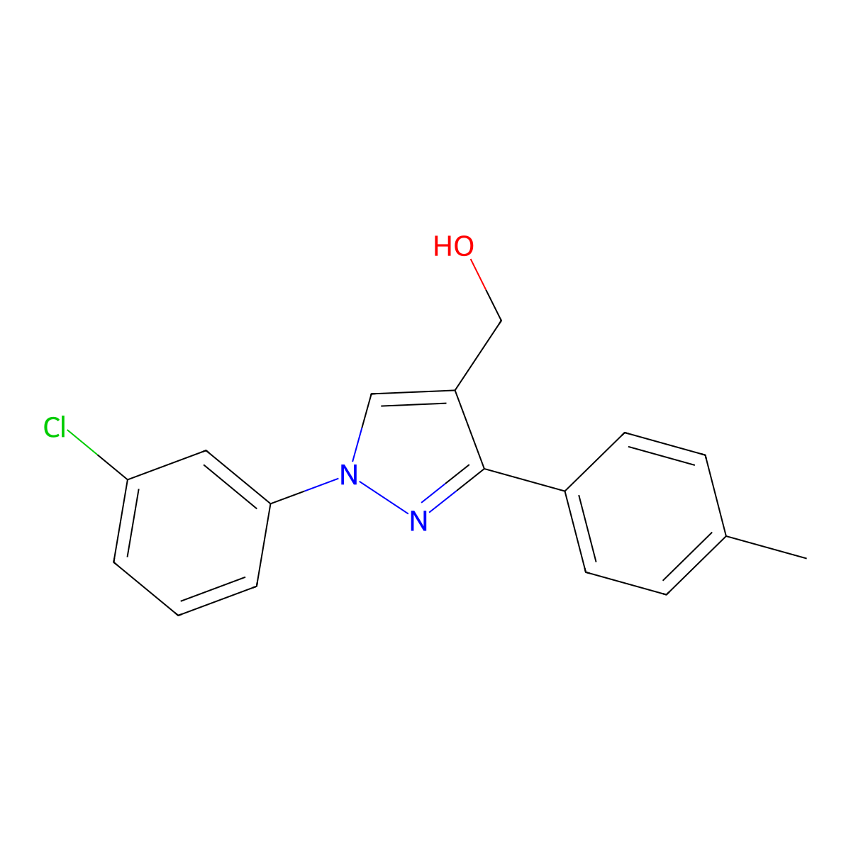 (1-(3-Chlorophenyl)-3-(4-methylphenyl)-1H-pyrazol-4-YL)methanol molecular structure, CAS 618441-67-1