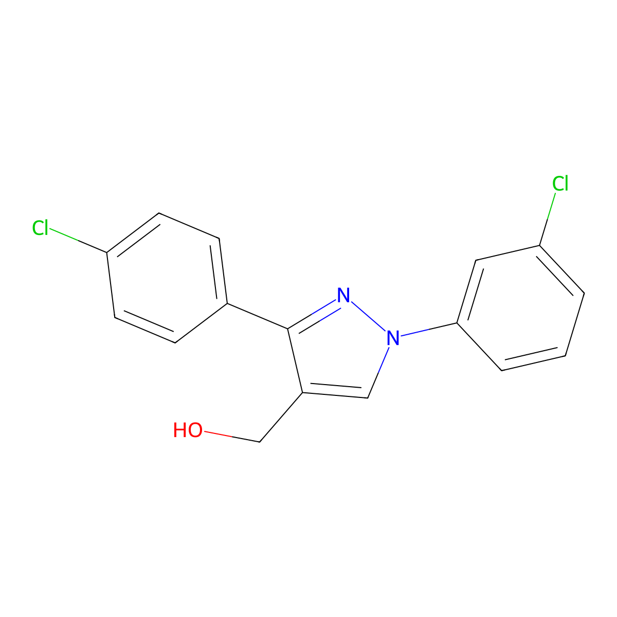 1-(3-Chlorophenyl)-3-(4-chlorophenyl)-1H-pyrazole-4-methanol molecular structure, CAS 618441-68-2