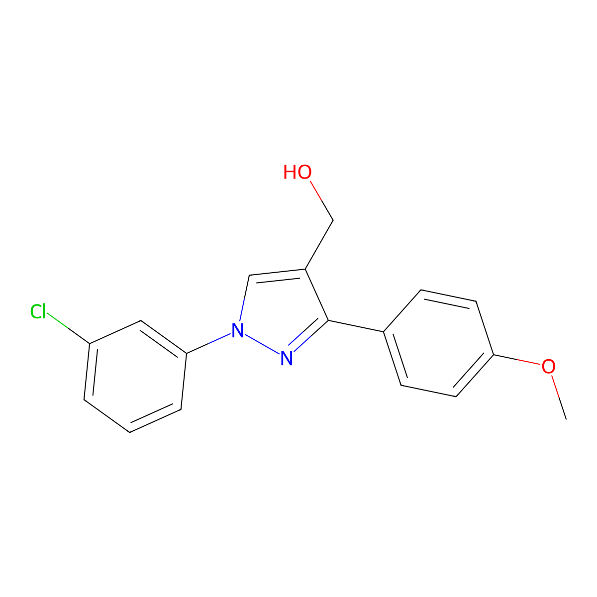 (1-(3-Chlorophenyl)-3-(4-methoxyphenyl)-1H-pyrazol-4-YL)methanol molecular structure, CAS 618441-70-6