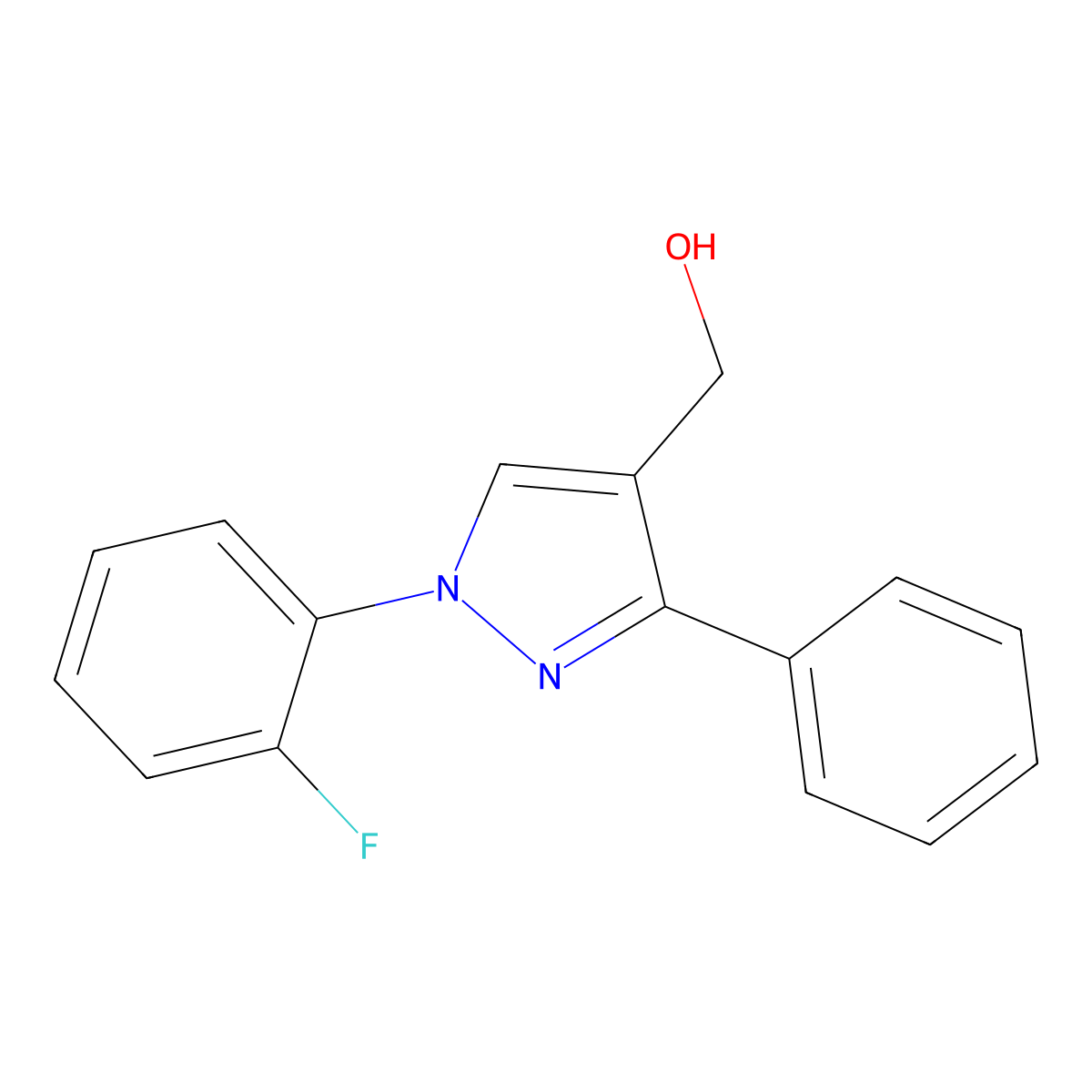 (1-(2-Fluorophenyl)-3-phenyl-1H-pyrazol-4-yl)methanol molecular structure, CAS 618441-71-7