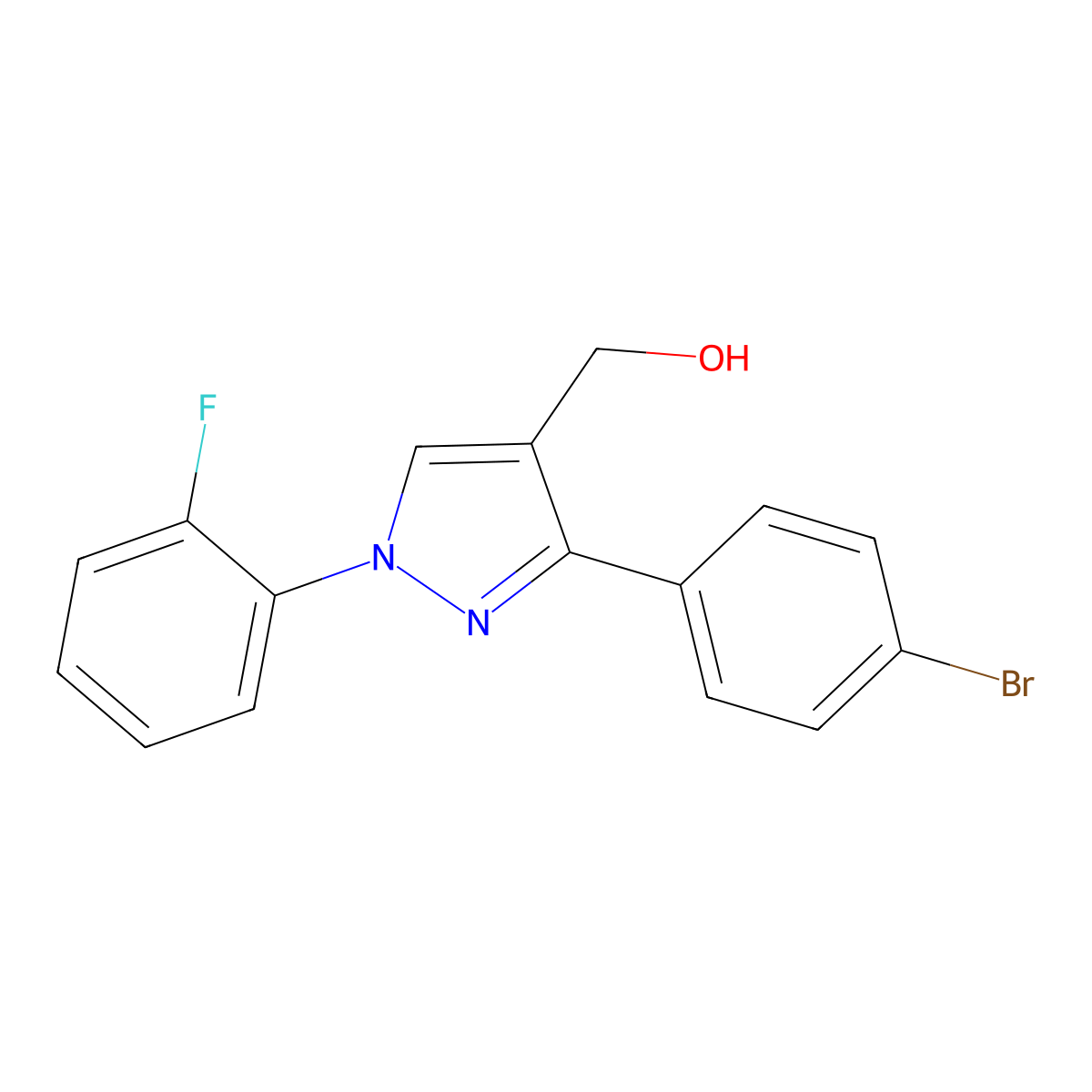 (3-(4-Bromophenyl)-1-(2-fluorophenyl)-1H-pyrazol-4-YL)methanol molecular structure, CAS 618441-74-0