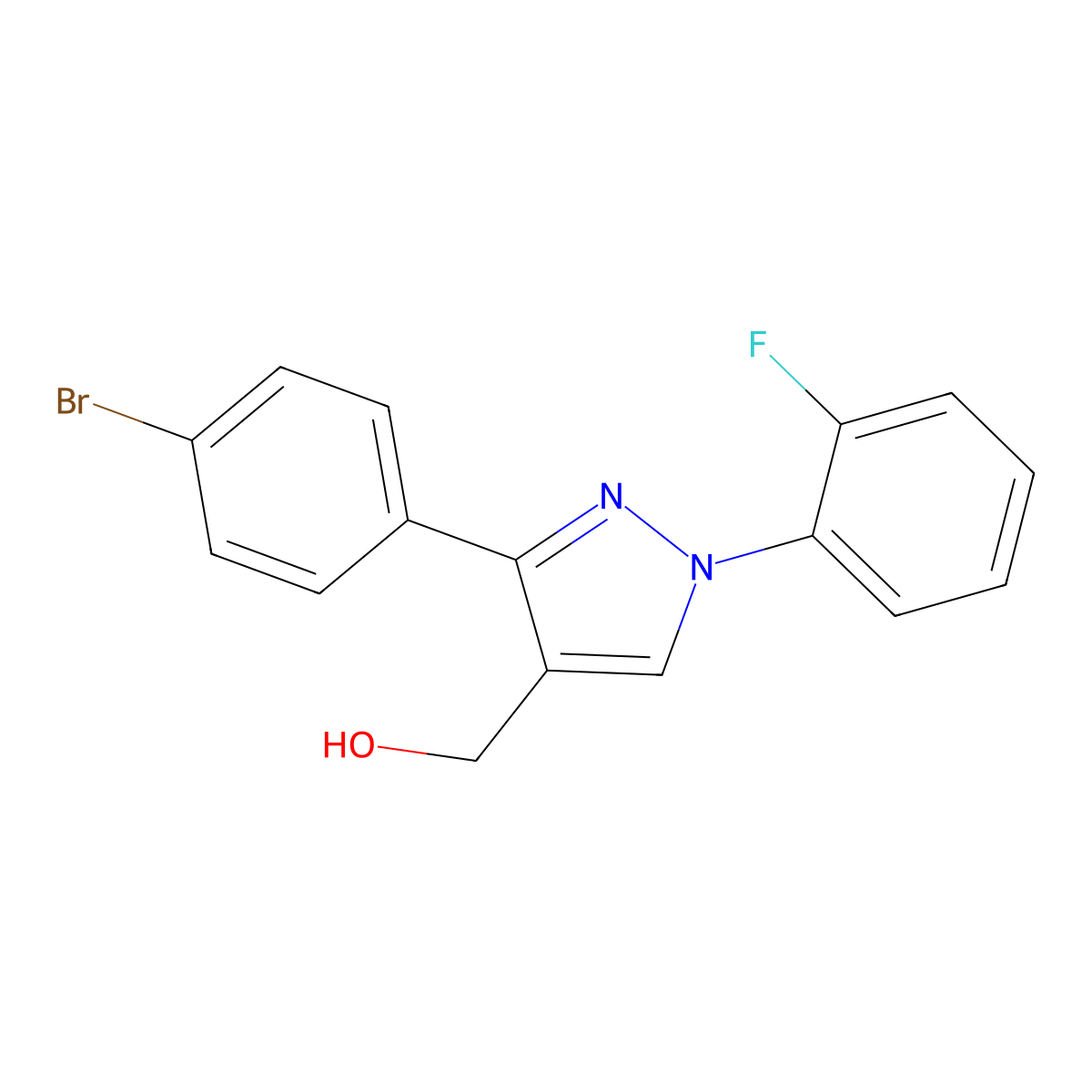 (3-(4-Bromophenyl)-1-(2-fluorophenyl)-1H-pyrazol-4-YL)methanol molecular structure, CAS 618441-74-0