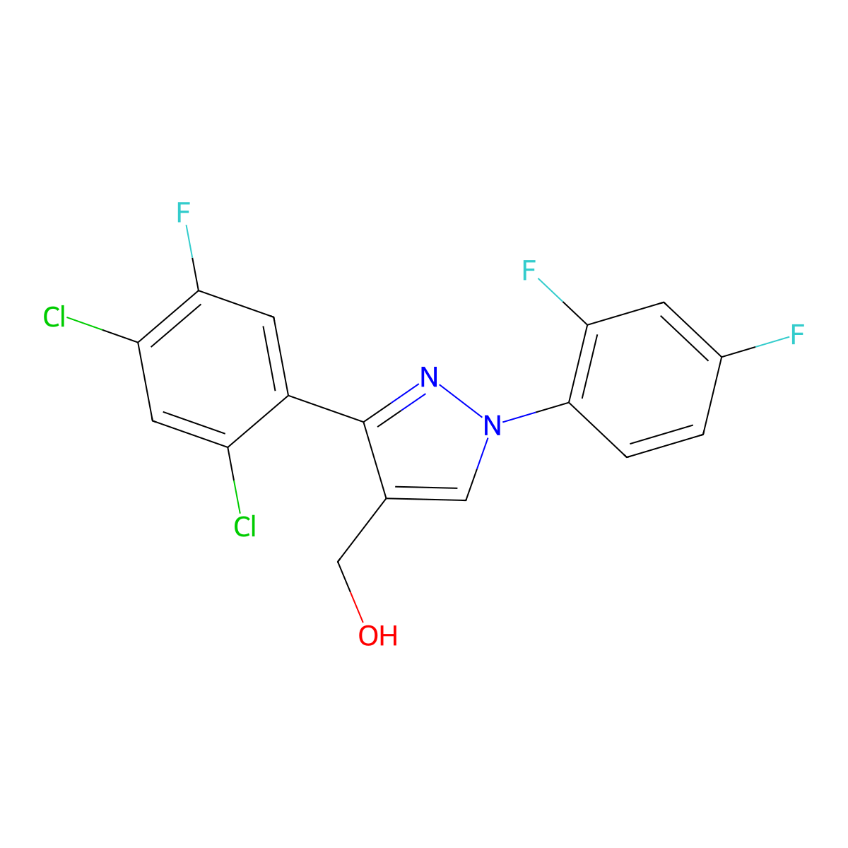 (3-(2,4-Dichloro-5-fluorophenyl)-1-(2,4-difluorophenyl)-1H-pyrazol-4-YL)methanol molecular structure, CAS 618441-78-4