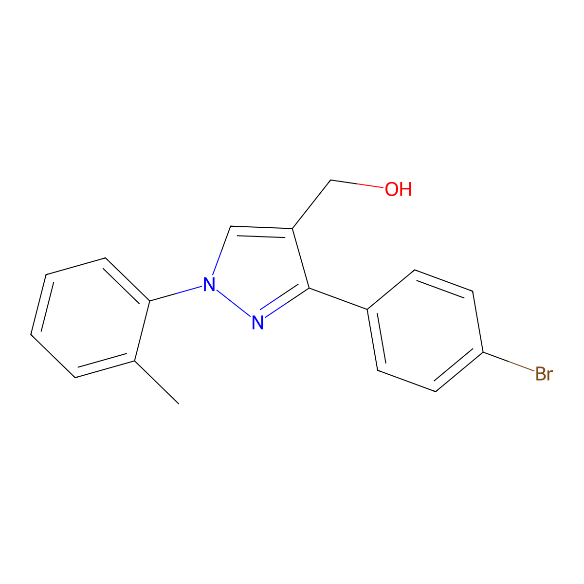 (3-(4-Bromophenyl)-1-(2-methylphenyl)-1H-pyrazol-4-YL)methanol molecular structure, CAS 618441-83-1