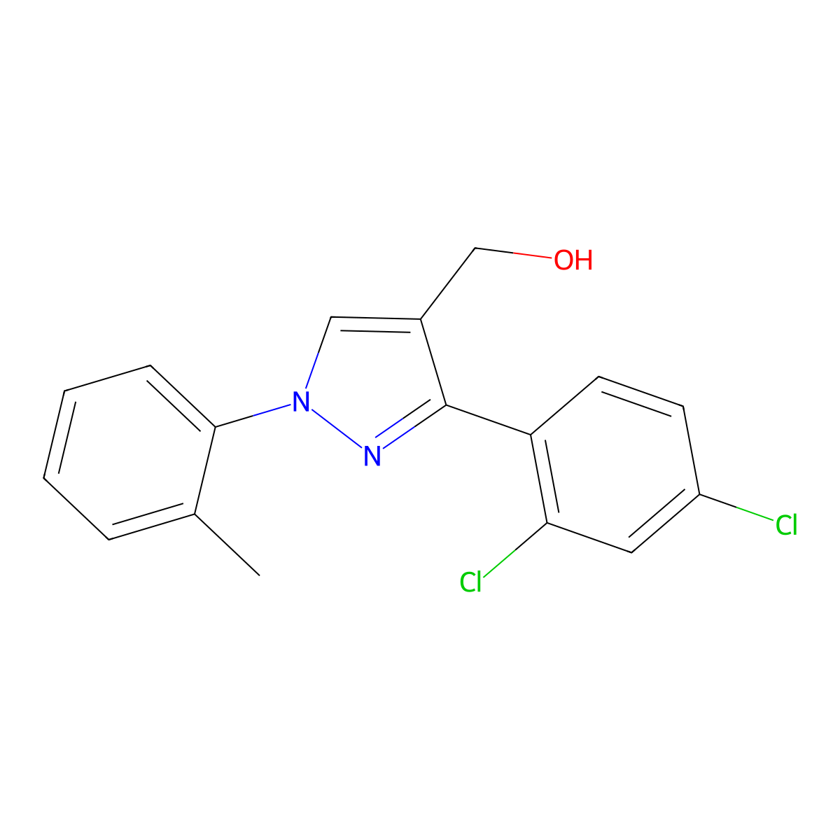 3-(2,4-Dichlorophenyl)-1-(2-methylphenyl)-1H-pyrazole-4-methanol molecular structure, CAS 618441-84-2