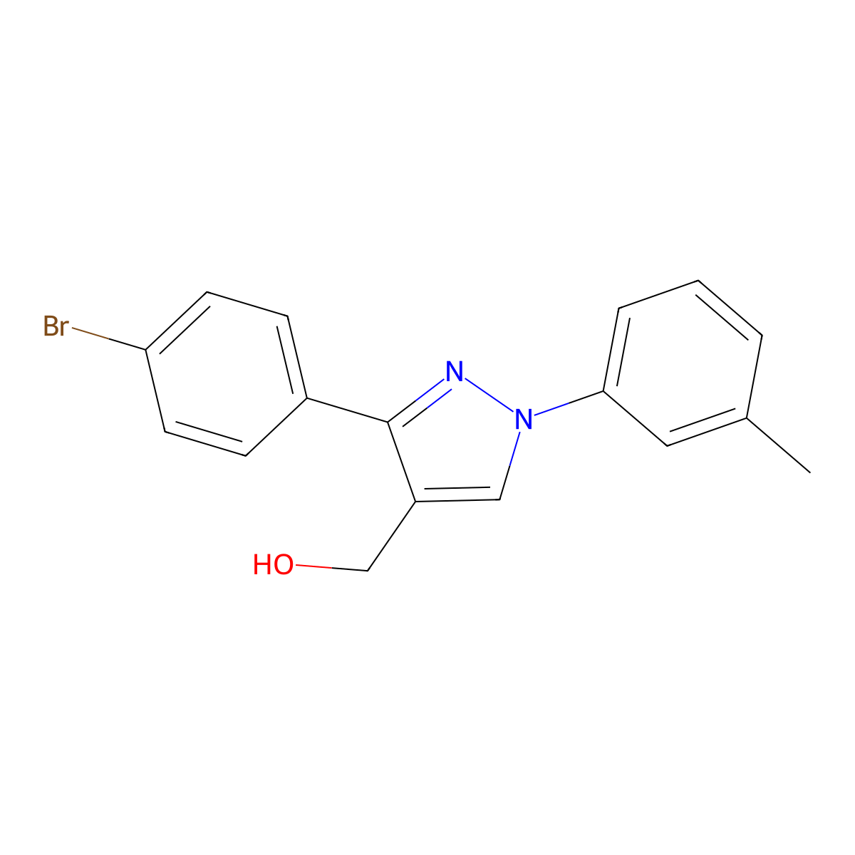 (3-(4-Bromophenyl)-1-(3-methylphenyl)-1H-pyrazol-4-YL)methanol molecular structure, CAS 618441-88-6