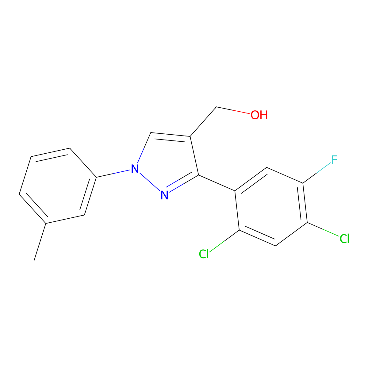(3-(2,4-Dichloro-5-fluorophenyl)-1-(3-methylphenyl)-1H-pyrazol-4-YL)methanol molecular structure, CAS 618441-90-0