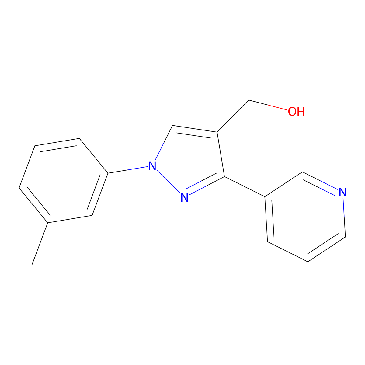 (3-(Pyridin-3-yl)-1-(m-tolyl)-1H-pyrazol-4-yl)methanol molecular structure, CAS 618441-91-1