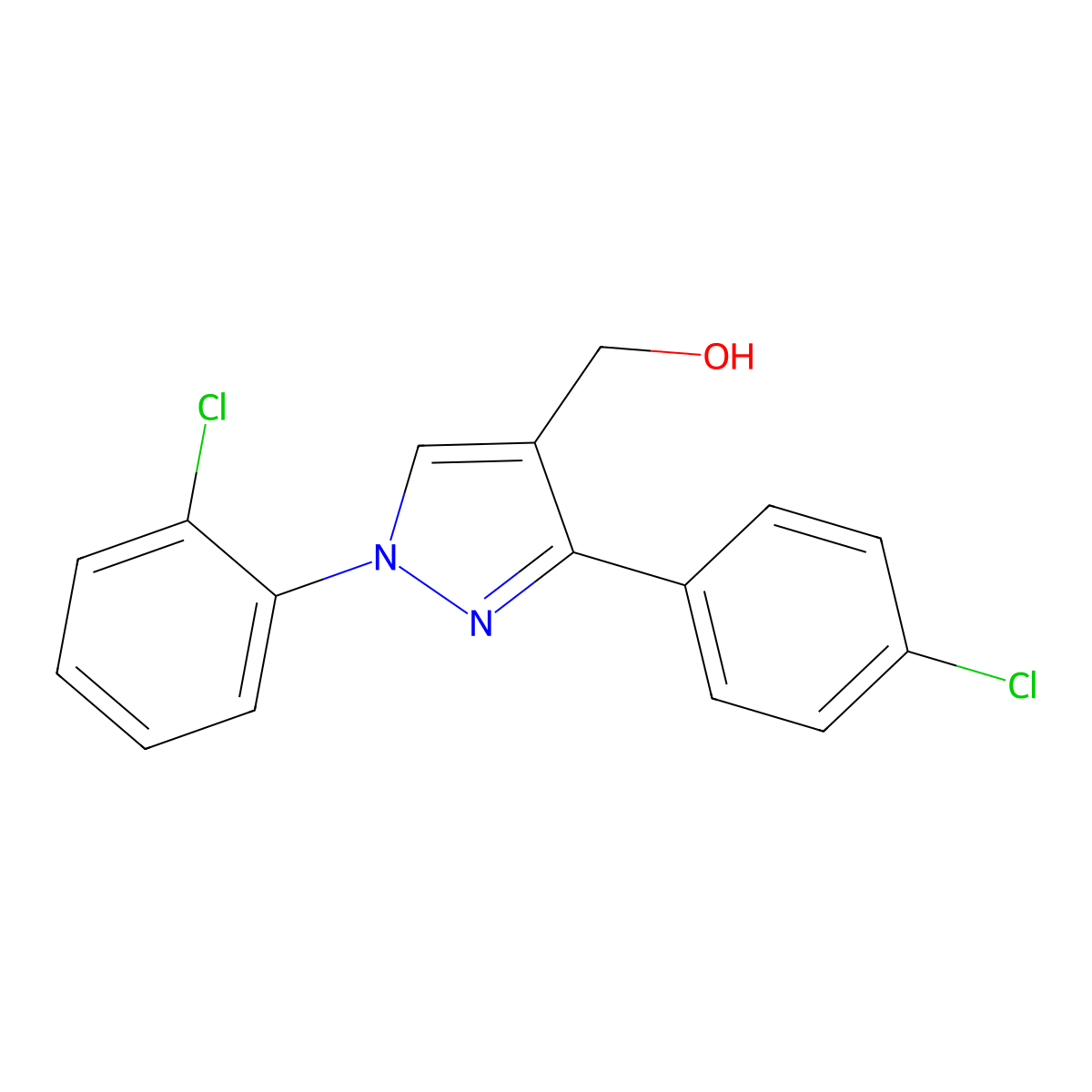 1-(2-Chlorophenyl)-3-(4-chlorophenyl)-1H-pyrazole-4-methanol molecular structure, CAS 618441-93-3