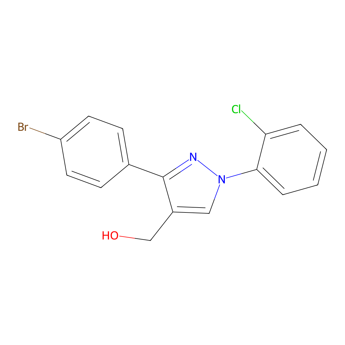 3-(4-Bromophenyl)-1-(2-chlorophenyl)-1H-pyrazole-4-methanol molecular structure, CAS 618441-94-4