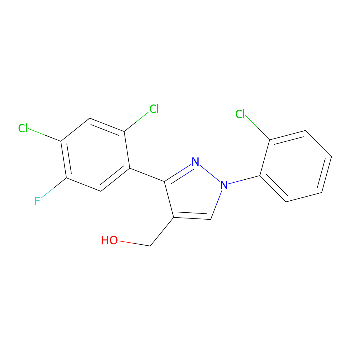 1-(2-Chlorophenyl)-3-(2,4-dichloro-5-fluorophenyl)-1H-pyrazole-4-methanol molecular structure, CAS 618441-95-5