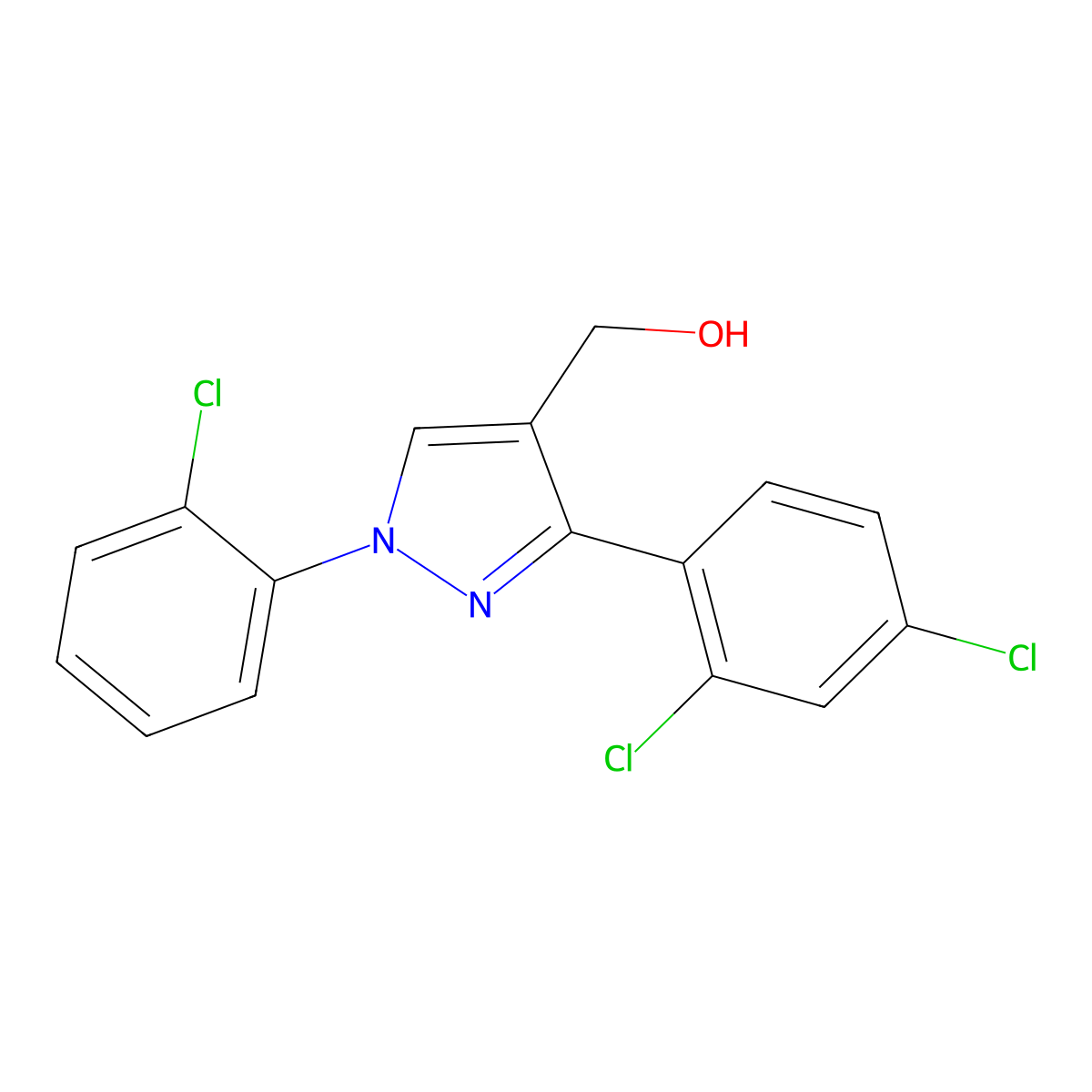 1-(2-Chlorophenyl)-3-(2,4-dichlorophenyl)-1H-pyrazole-4-methanol molecular structure, CAS 618441-96-6
