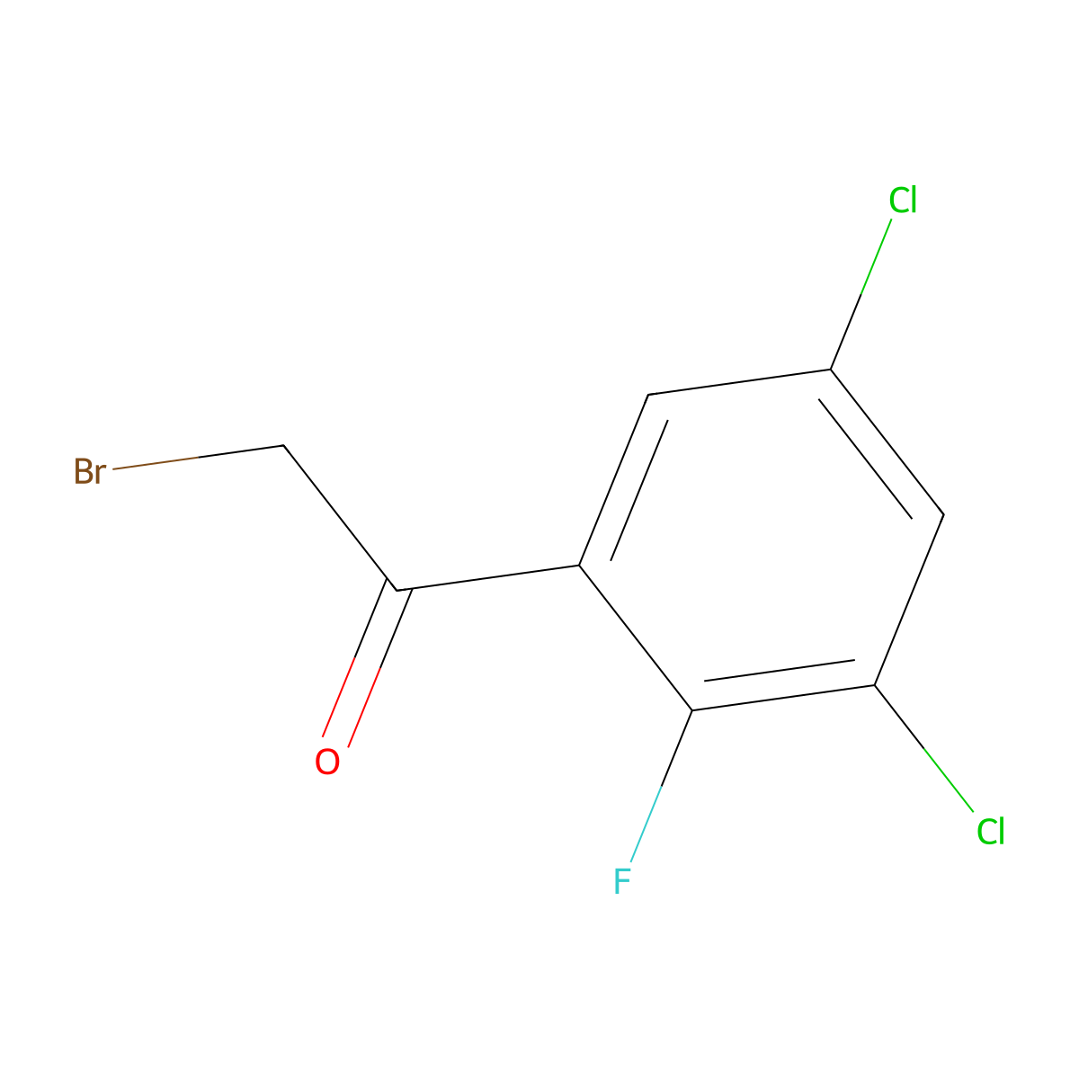 2-Bromo-1-(3,5-dichloro-2-fluorophenyl)ethanone molecular structure, CAS 618441-98-8